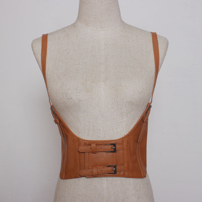 Women's PU Leather Double-Breasted Waist Belt